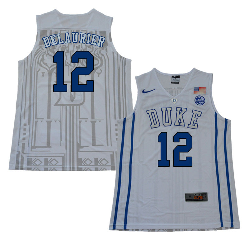 Duke Blue Devils #12 Javin DeLaurier College Basketball Jerseys Sale-White